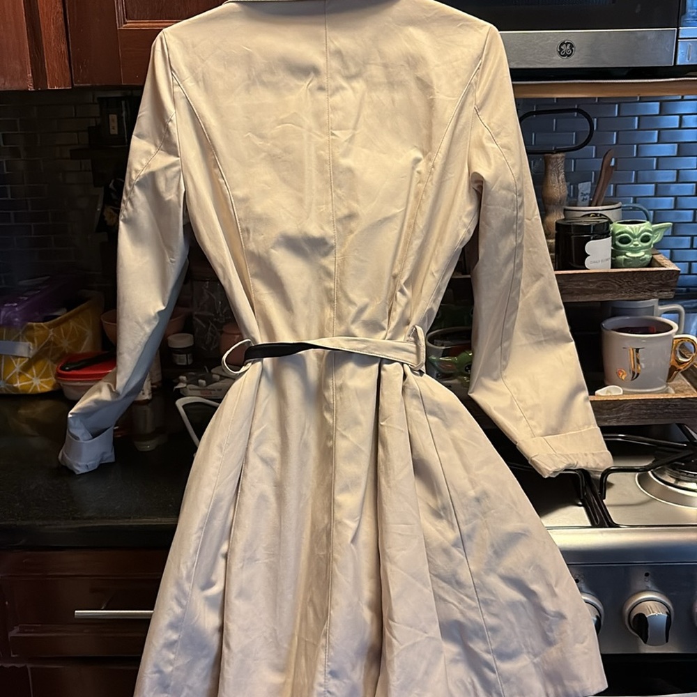 Betsey Johnson Cream Trench Coat with Black Accents - Picture 8 of 8